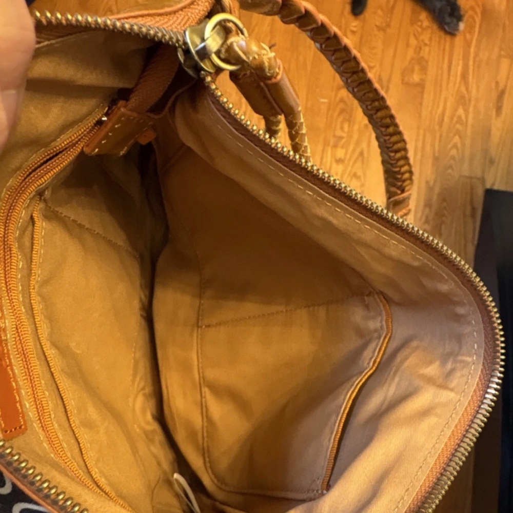 HOBO Cognac Leather Lasso Hobo Crossbody or Shoulder Bag with Braided Strap - Picture 7 of 9